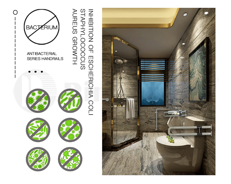 Nylon Anti-Bacterial Bathroom Grab Bar Height
