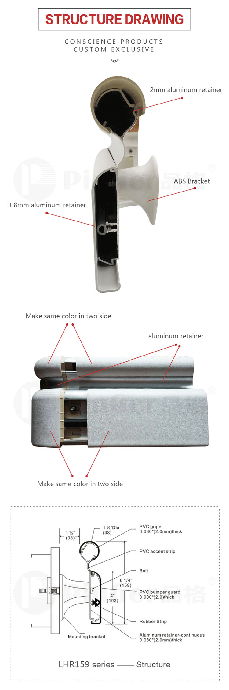 Aluminum Profile Medical Anti-Collision Handrail